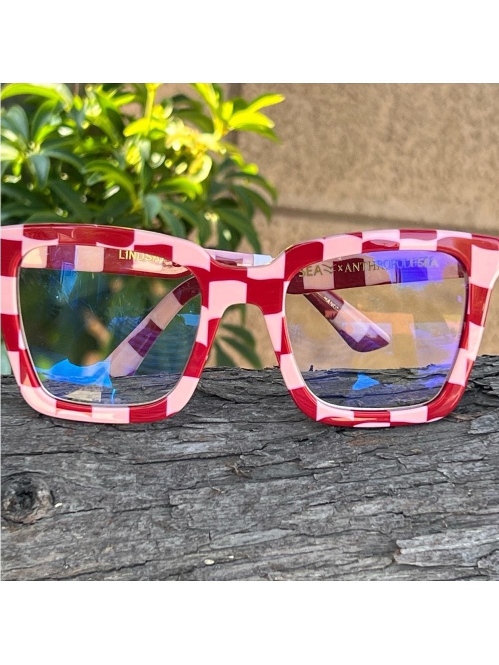 Not selling want -Checkerboard Pink & Red Square Readers - Anthropologie I-sea
